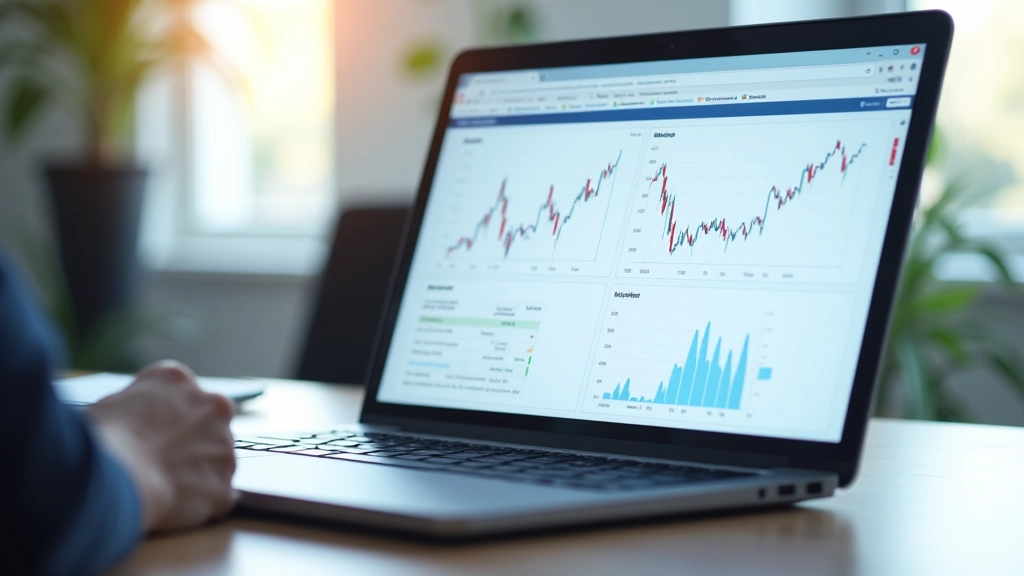 Graphiques d'analyse économique affichés sur un écran d'ordinateur portable professionnel avec chiffres et courbes